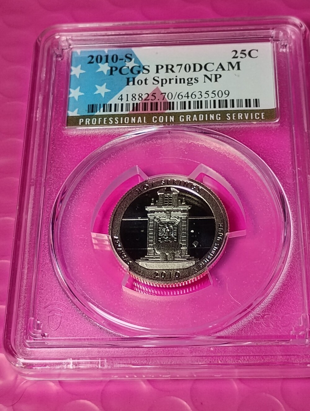 PCGS Graded 2010-S Hot Springs National Park Quarter - PR70DCAM HI Grade CLAD